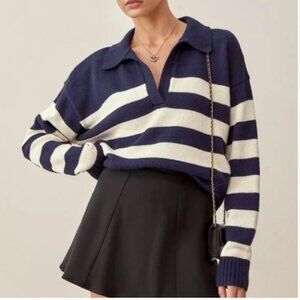 REFORMATION Francesco Cotton Polo Sweater. Size S Oversized